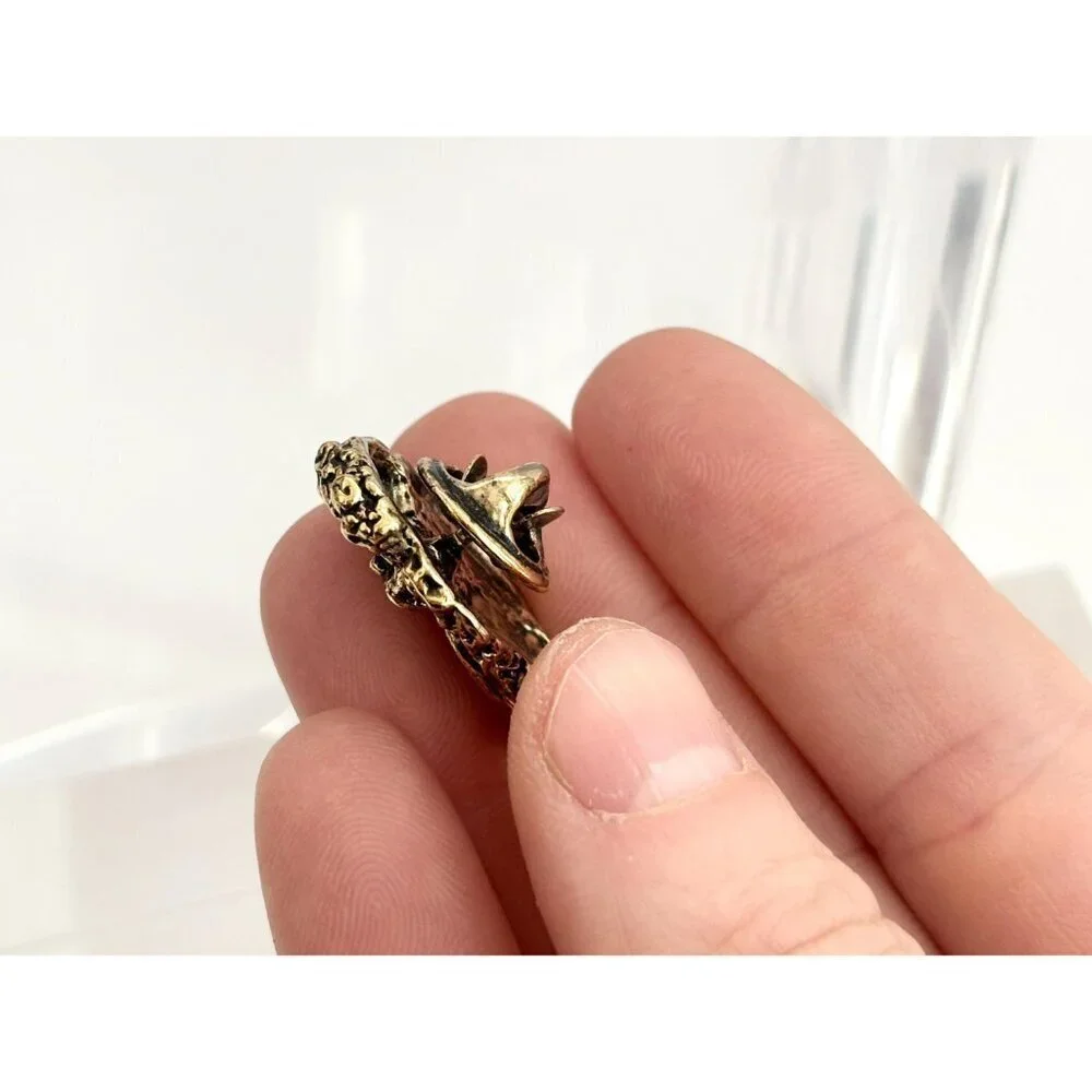 Cherub Angel Dark Gold Toned Carved Tiny Vintage Cute Jewelry Brooch | Lapel Pin